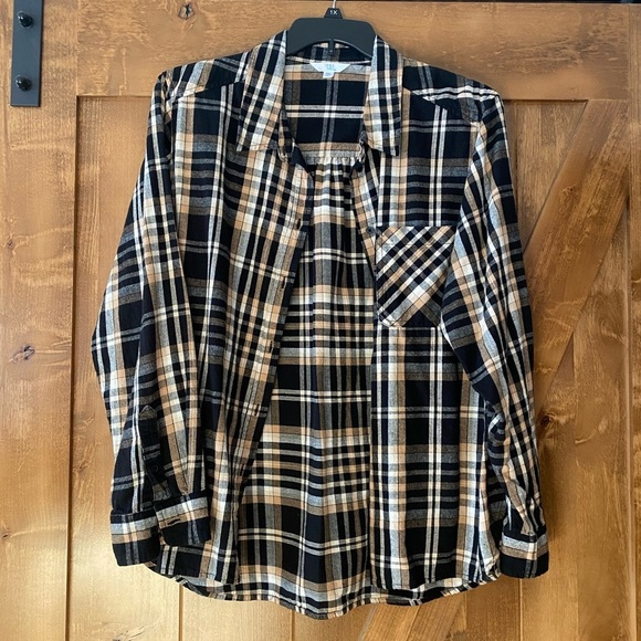 Time and Tru Flannel Shirt black and tan size XXL - Picture 3 of 3